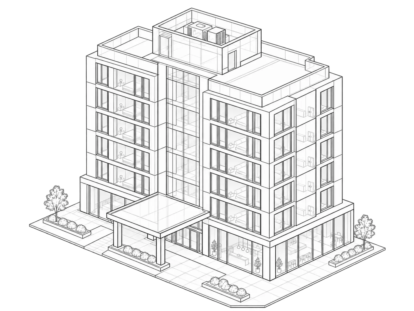 Hotel building illustration